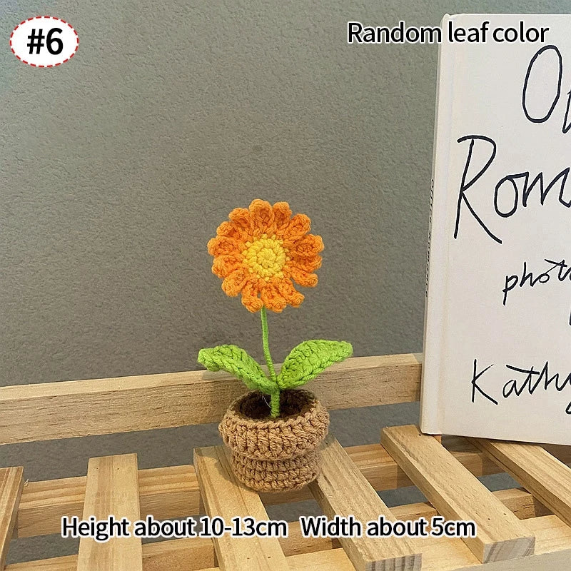 Sunflower Crochet Flowers Knitted Flower Graduation 2025 Wedding Guest Gift Artificial Flower Desk Accessorie Room Decor