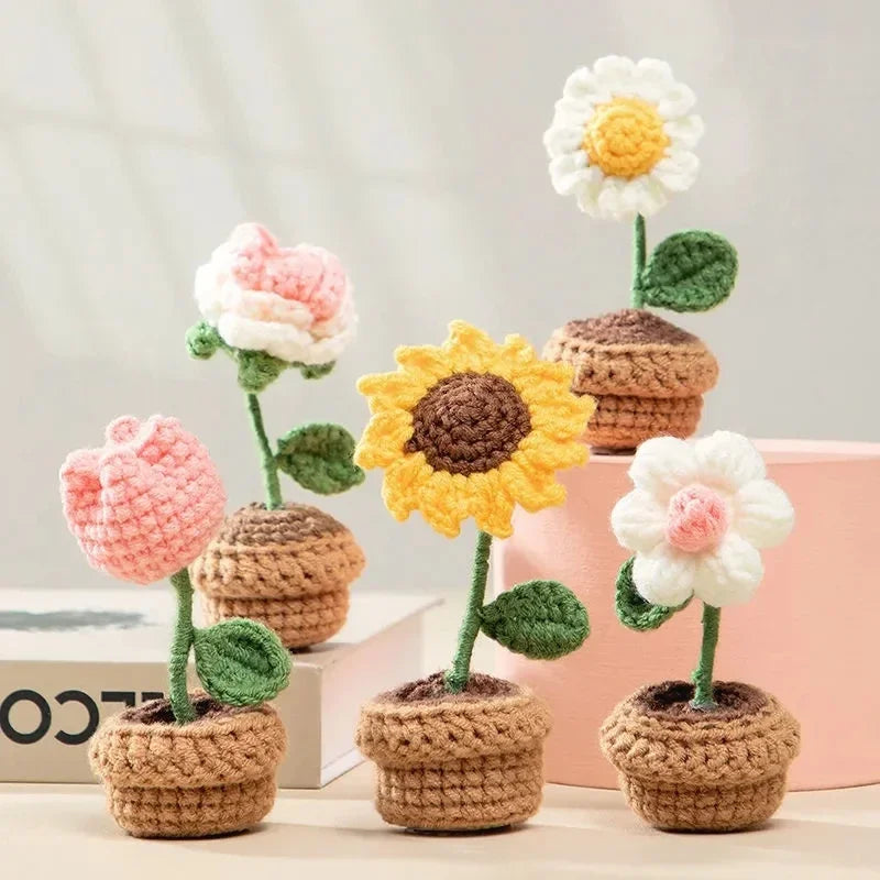 Sunflower Crochet Flowers Knitted Flower Graduation 2025 Wedding Guest Gift Artificial Flower Desk Accessorie Room Decor
