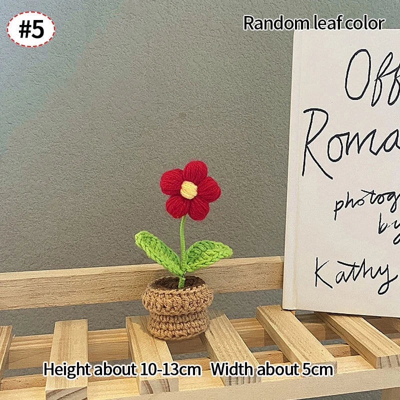 Sunflower Crochet Flowers Knitted Flower Graduation 2025 Wedding Guest Gift Artificial Flower Desk Accessorie Room Decor