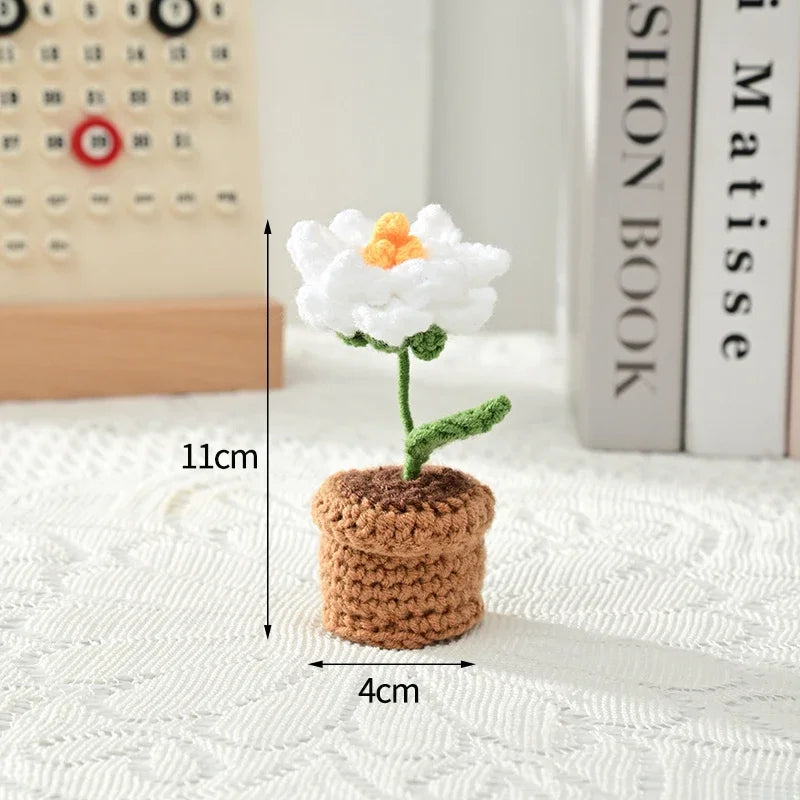Sunflower Crochet Flowers Knitted Flower Graduation 2025 Wedding Guest Gift Artificial Flower Desk Accessorie Room Decor