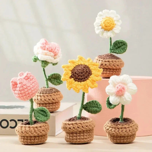 Sunflower Crochet Flowers Knitted Flower Graduation 2025 Wedding Guest Gift Artificial Flower Desk Accessorie Room Decor